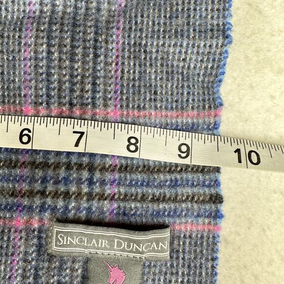 Sinclair Duncan 100% Cashmere Plaid Scarf Fringe Purple Pink - Picture 3 of 5